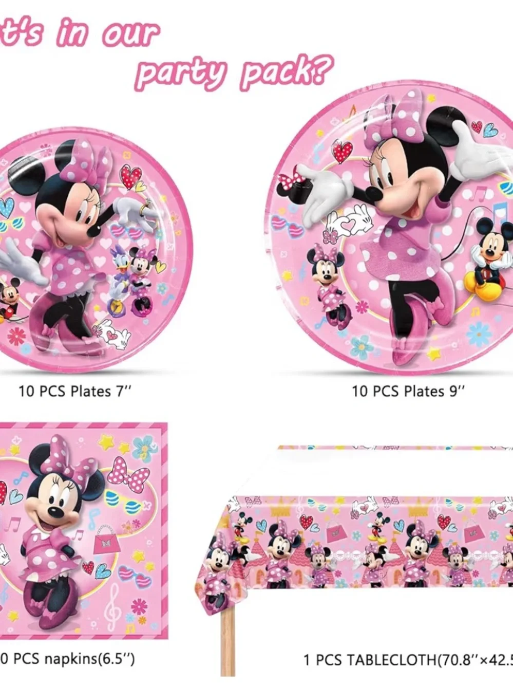 Disney Minnie Mouse Pink Polka Dot Party Tableware Set